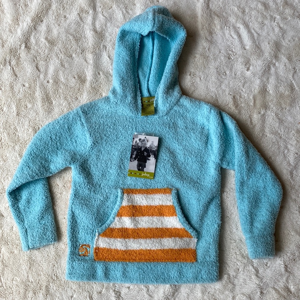 Julep Lounge kids striped hoodie robin egg. Size 4/5